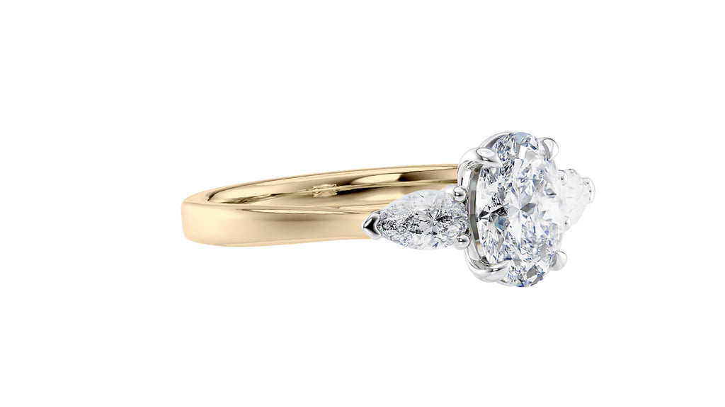 Oval & Pear Cut 3 Stone Diamond Engagement Ring