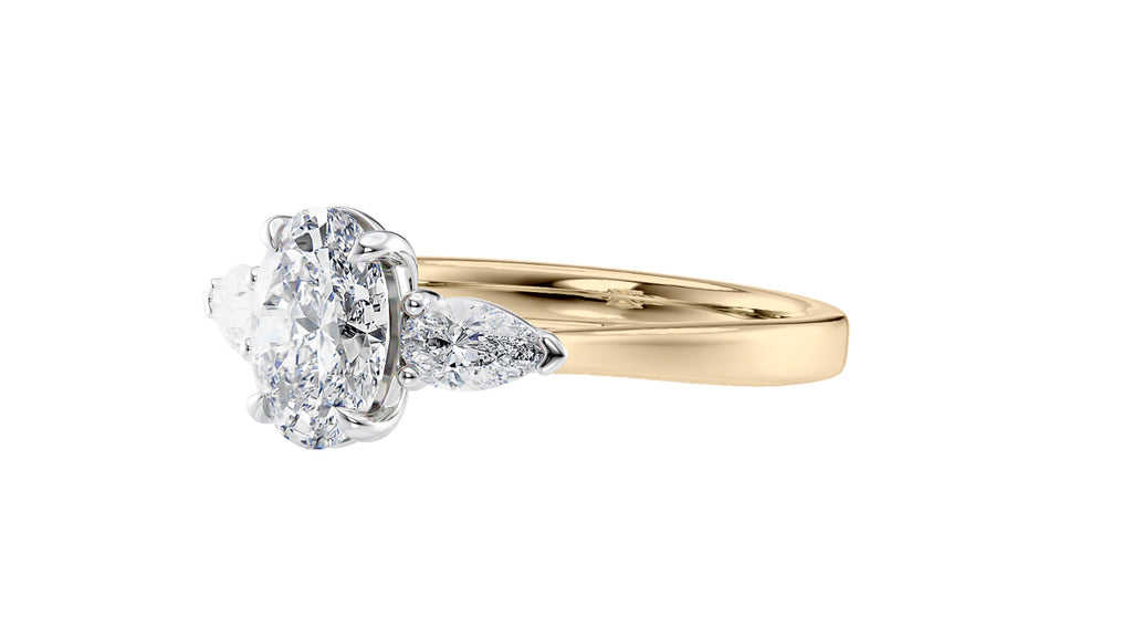 Oval & Pear Cut 3 Stone Diamond Engagement Ring