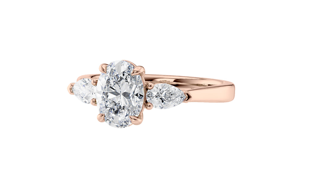 Oval & Pear Cut 3 Stone Diamond Engagement Ring
