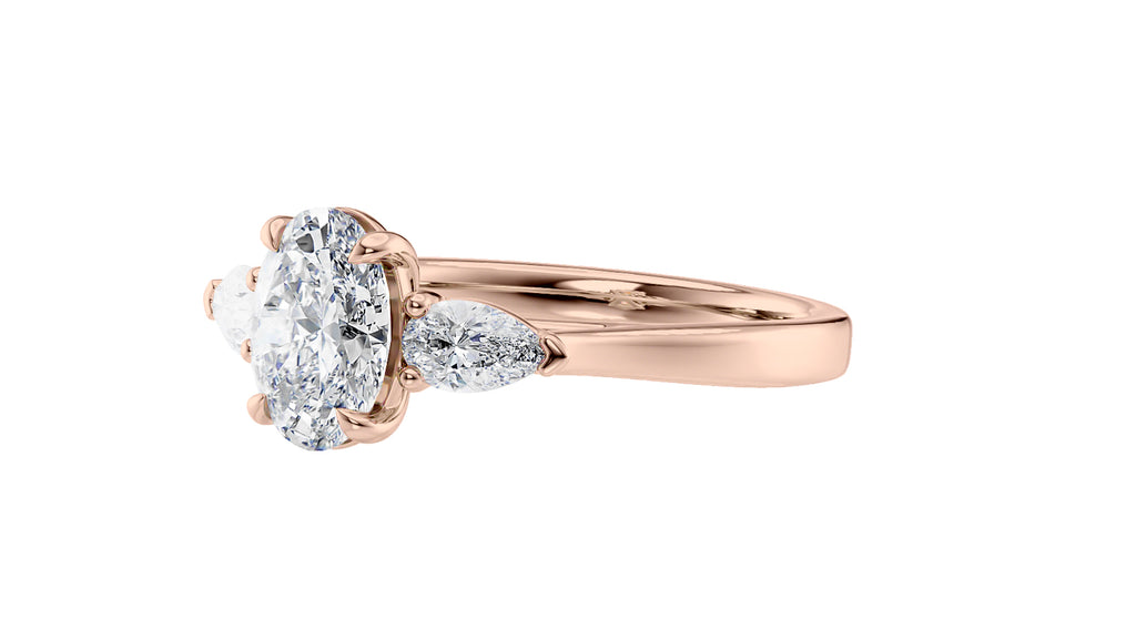 Oval & Pear Cut 3 Stone Diamond Engagement Ring
