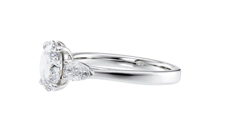 Oval & Pear Cut 3 Stone Diamond Engagement Ring
