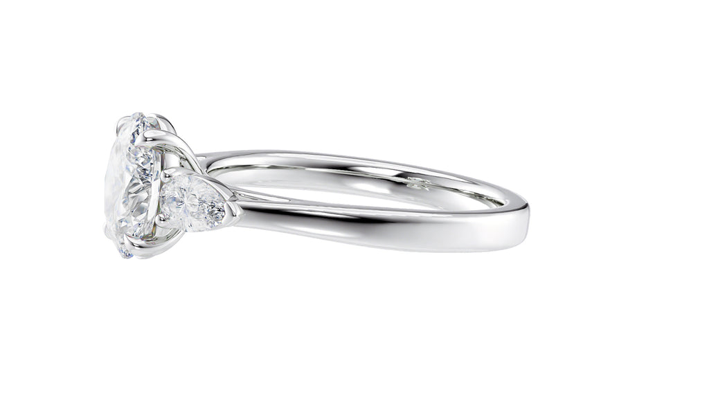 Oval & Pear Cut 3 Stone Diamond Engagement Ring