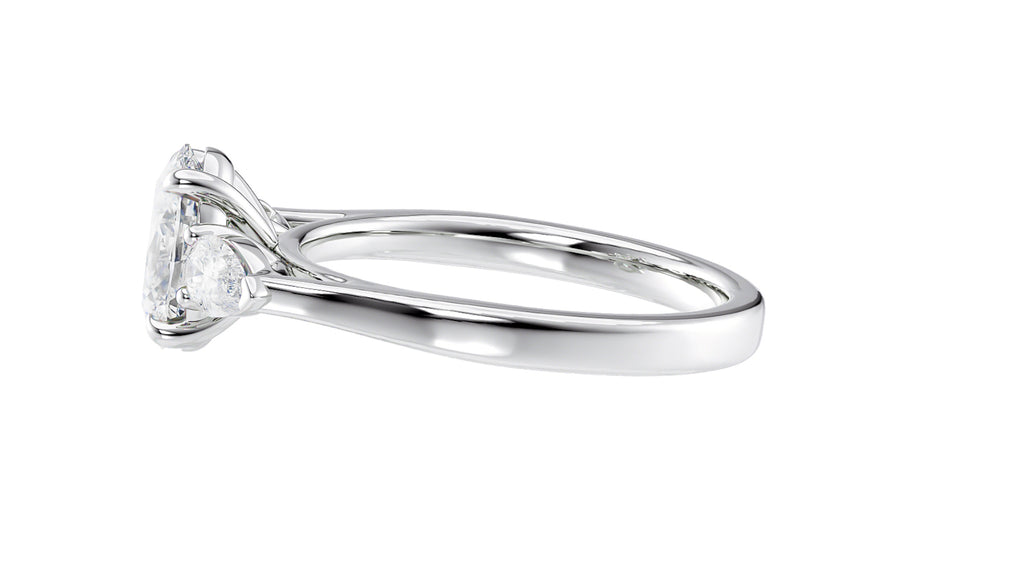 Oval & Pear Cut 3 Stone Diamond Engagement Ring