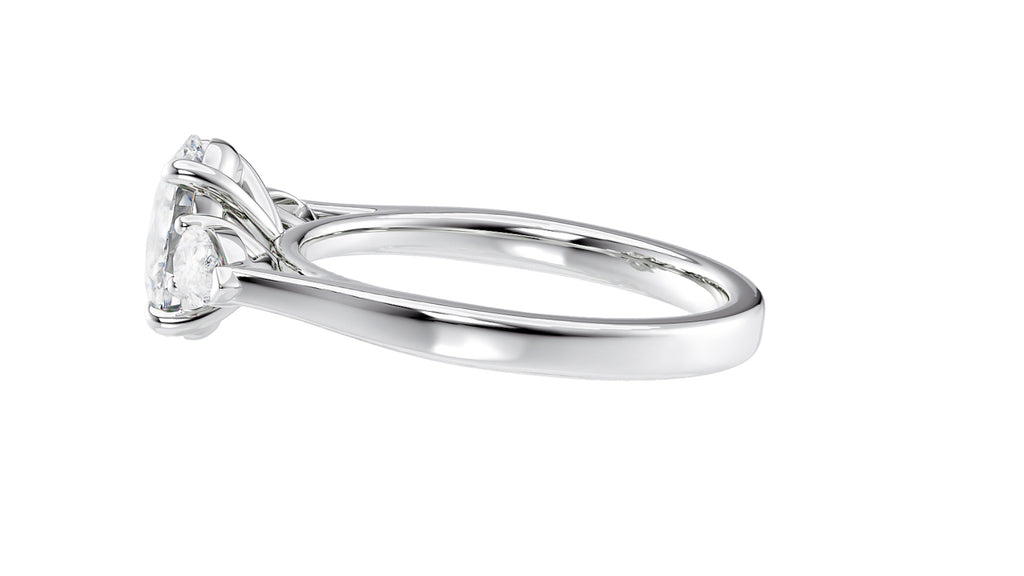 Oval & Pear Cut 3 Stone Diamond Engagement Ring