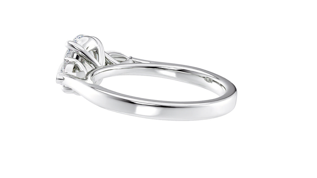 Oval & Pear Cut 3 Stone Diamond Engagement Ring