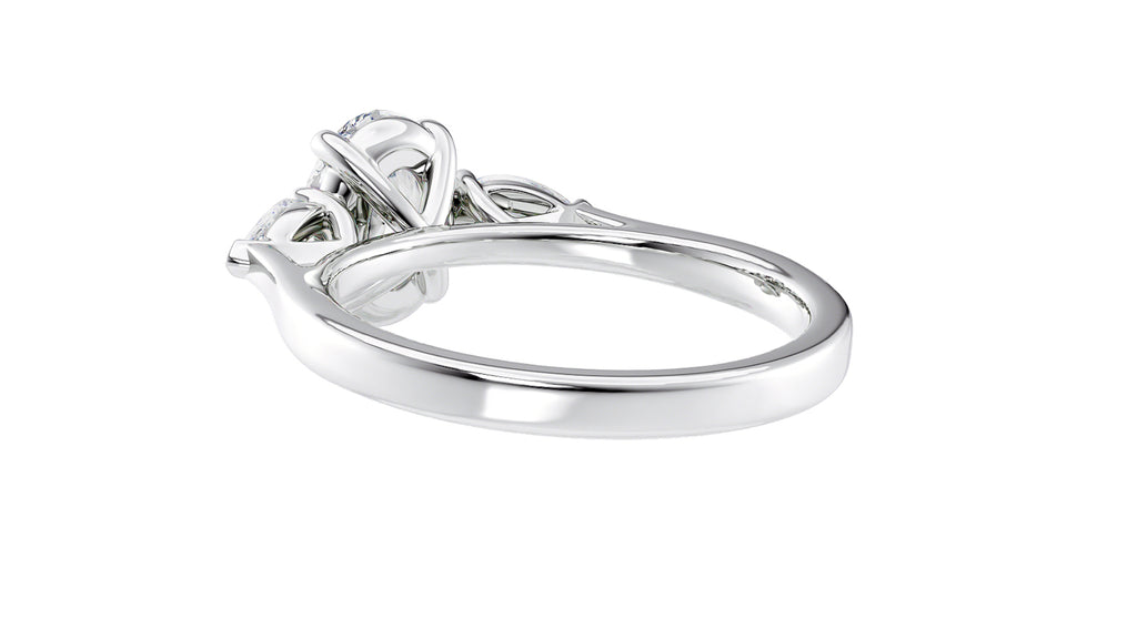 Oval & Pear Cut 3 Stone Diamond Engagement Ring
