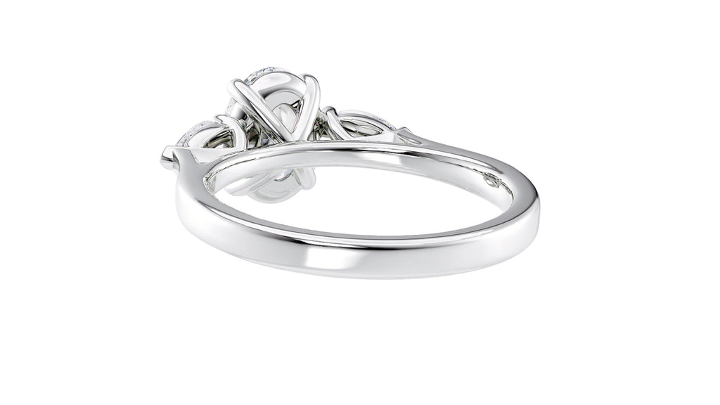 Oval & Pear Cut 3 Stone Diamond Engagement Ring
