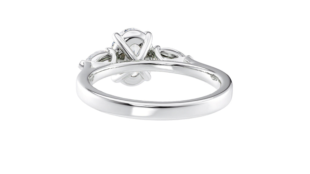 Oval & Pear Cut 3 Stone Diamond Engagement Ring