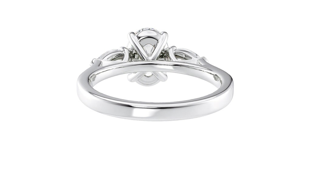 Oval & Pear Cut 3 Stone Diamond Engagement Ring