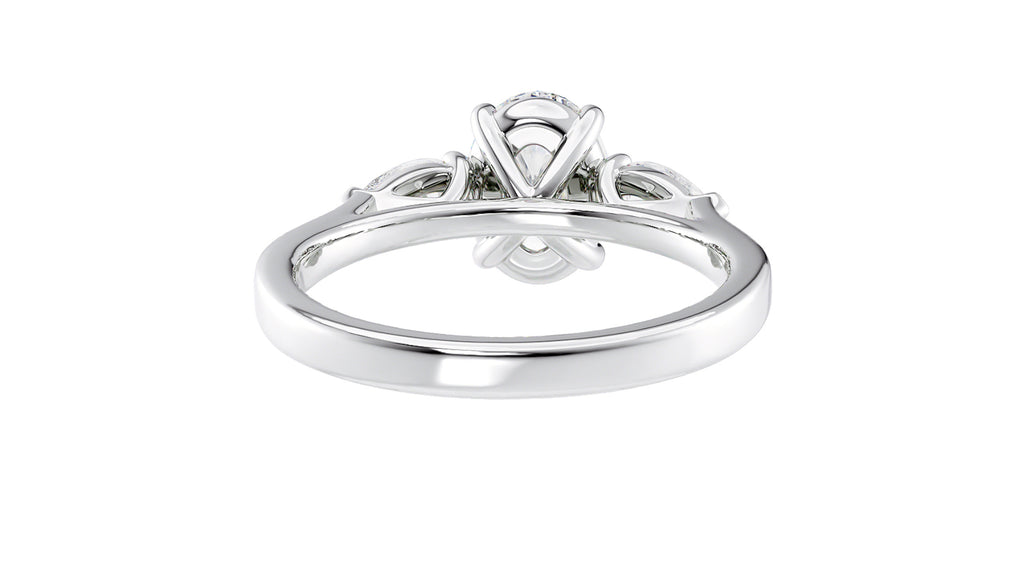 Oval & Pear Cut 3 Stone Diamond Engagement Ring