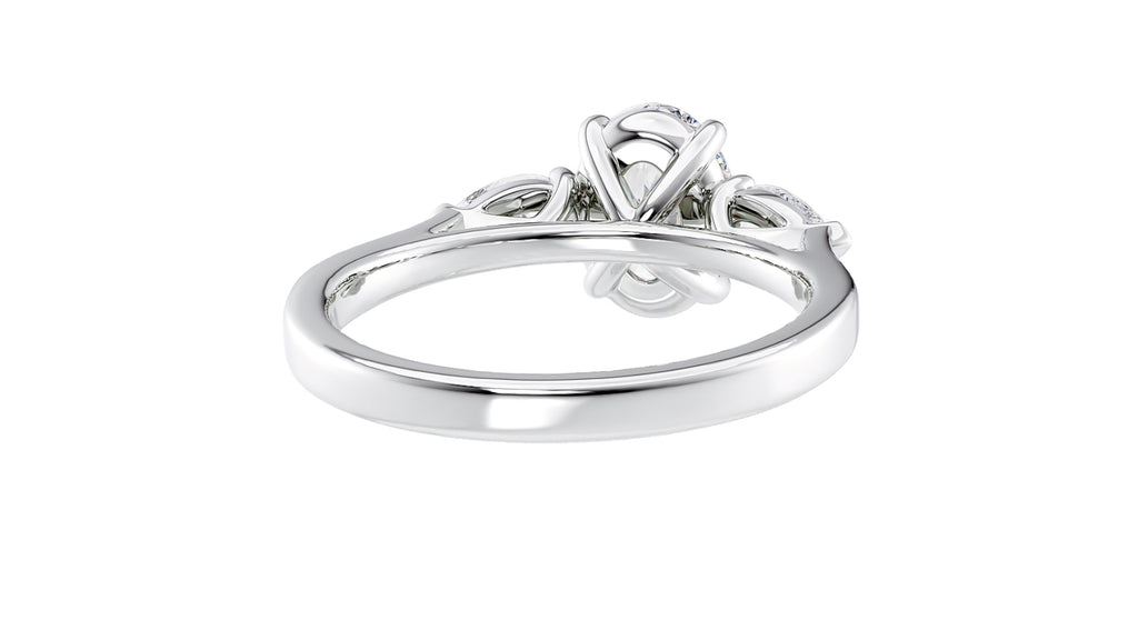 Oval & Pear Cut 3 Stone Diamond Engagement Ring