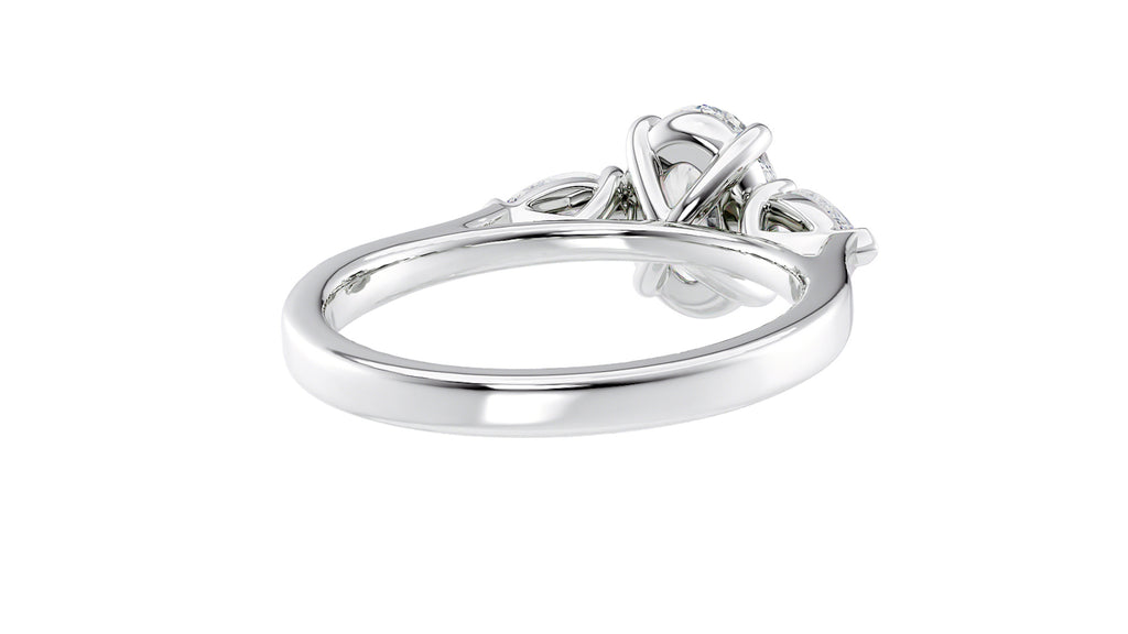 Oval & Pear Cut 3 Stone Diamond Engagement Ring