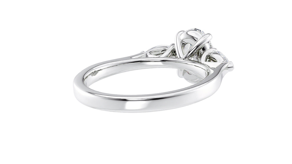 Oval & Pear Cut 3 Stone Diamond Engagement Ring