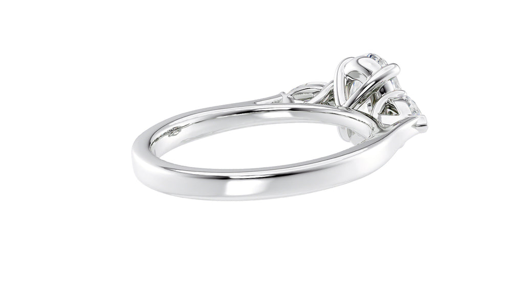 Oval & Pear Cut 3 Stone Diamond Engagement Ring