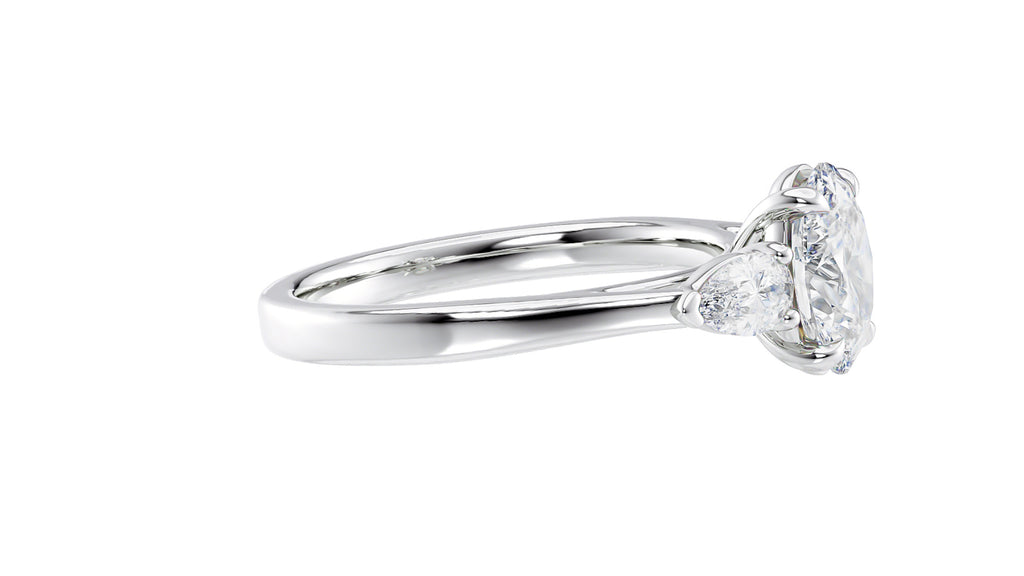 Oval & Pear Cut 3 Stone Diamond Engagement Ring