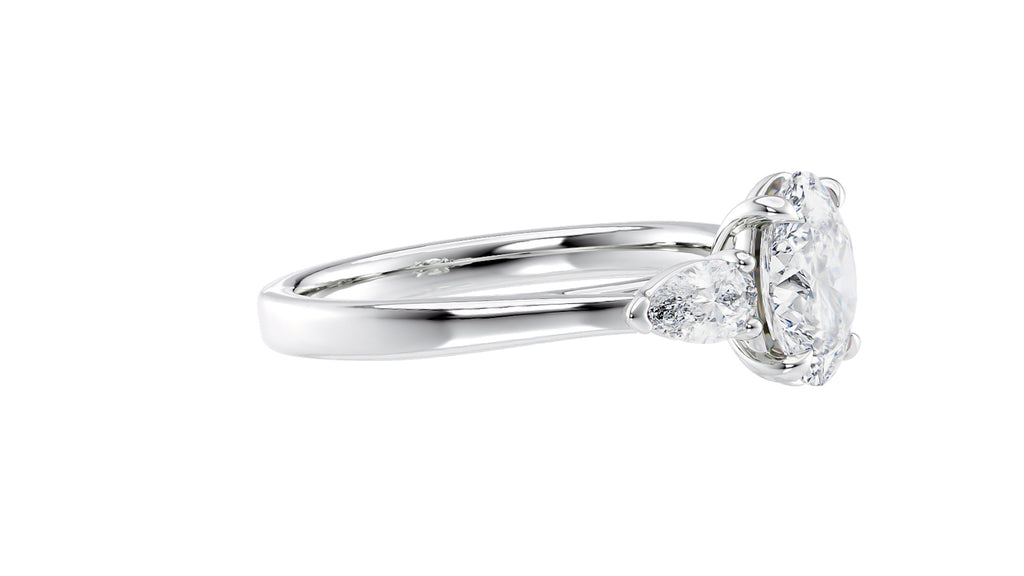 Oval & Pear Cut 3 Stone Diamond Engagement Ring