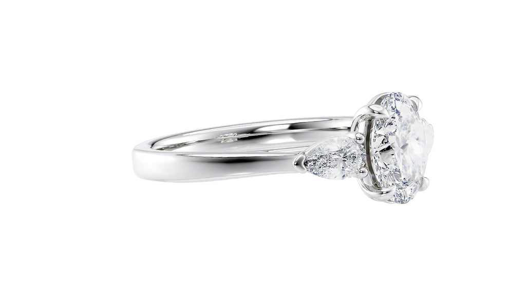 Oval & Pear Cut 3 Stone Diamond Engagement Ring