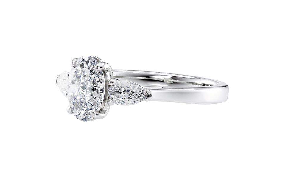 Oval & Pear Cut 3 Stone Diamond Engagement Ring