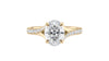Oval diamond engagement ring with diamond set twist style band 360 view.