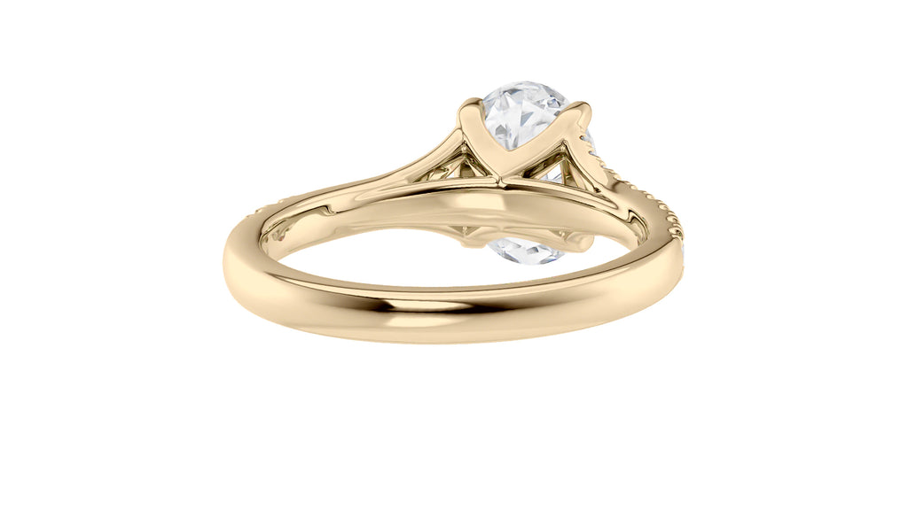 Oval Solitaire Half Set Split Diamond Band Engagement Ring