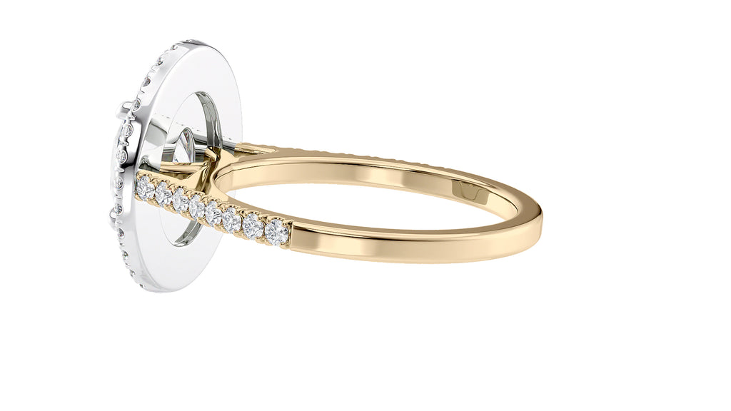 Oval Double Halo Diamond Band Engagement Ring