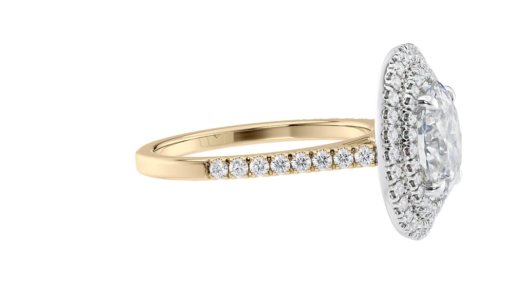 Oval Double Halo Diamond Band Engagement Ring