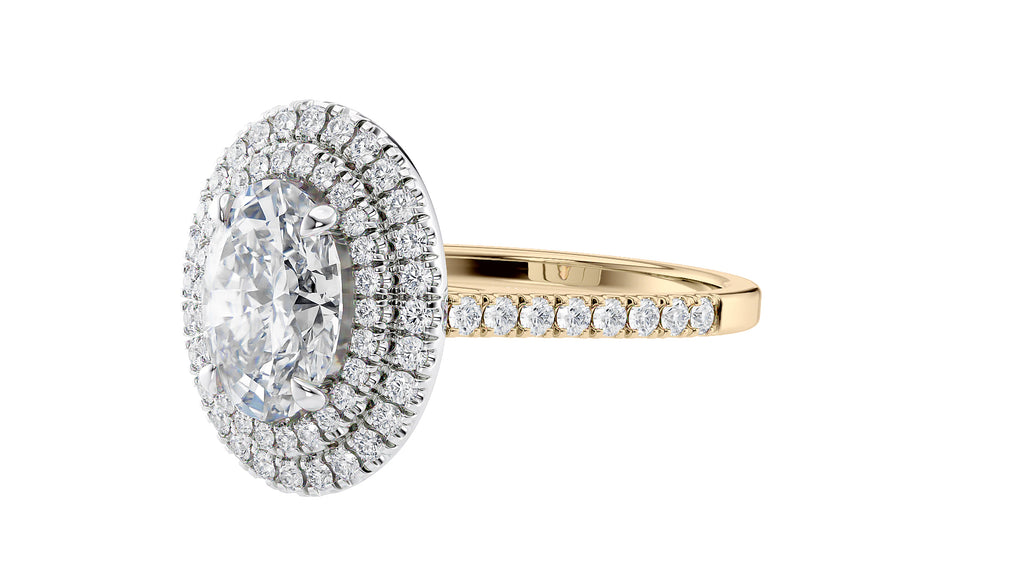 Oval Double Halo Diamond Band Engagement Ring