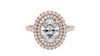 Oval Double Halo Diamond Band Engagement Ring