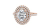 Oval Double Halo Diamond Band Engagement Ring