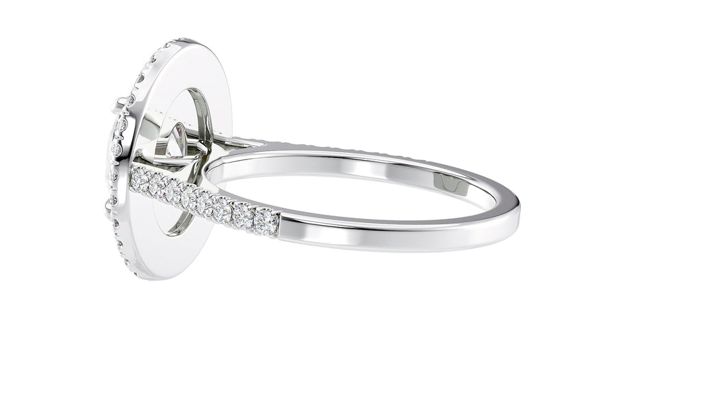 Oval Double Halo Diamond Band Engagement Ring