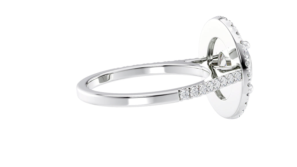 Oval Double Halo Diamond Band Engagement Ring