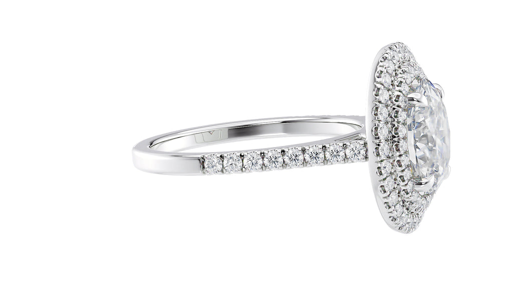 Oval Double Halo Diamond Band Engagement Ring