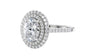 Oval Double Halo Diamond Band Engagement Ring