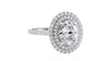 Oval Double Halo Diamond Band Engagement Ring