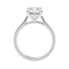 Natural diamond radiant cut engagement ring white gold side view.