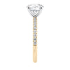 Solitaire diamond engagement ring with diamond band 18ct gold end view.