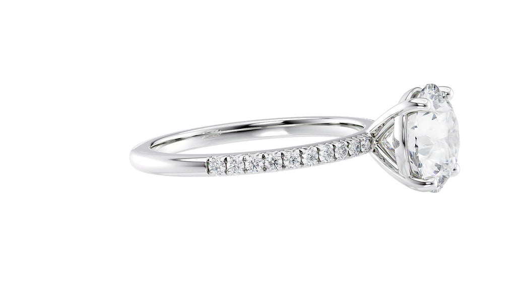 Round Solitaire Diamond Band Engagement Ring