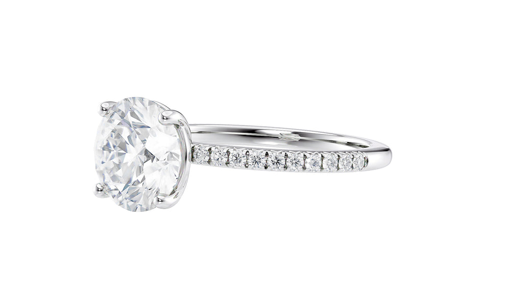 Round Solitaire Diamond Band Engagement Ring