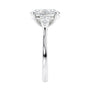 3 stone oval and pear diamond engagement ring white gold end view.