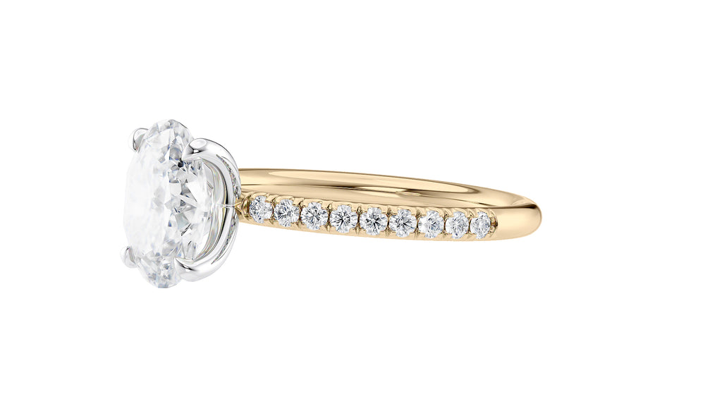 Oval Solitaire Slim Diamond Band Engagement Ring