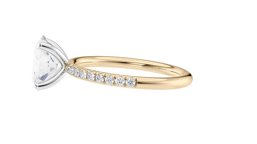 Oval Solitaire Slim Diamond Band Engagement Ring