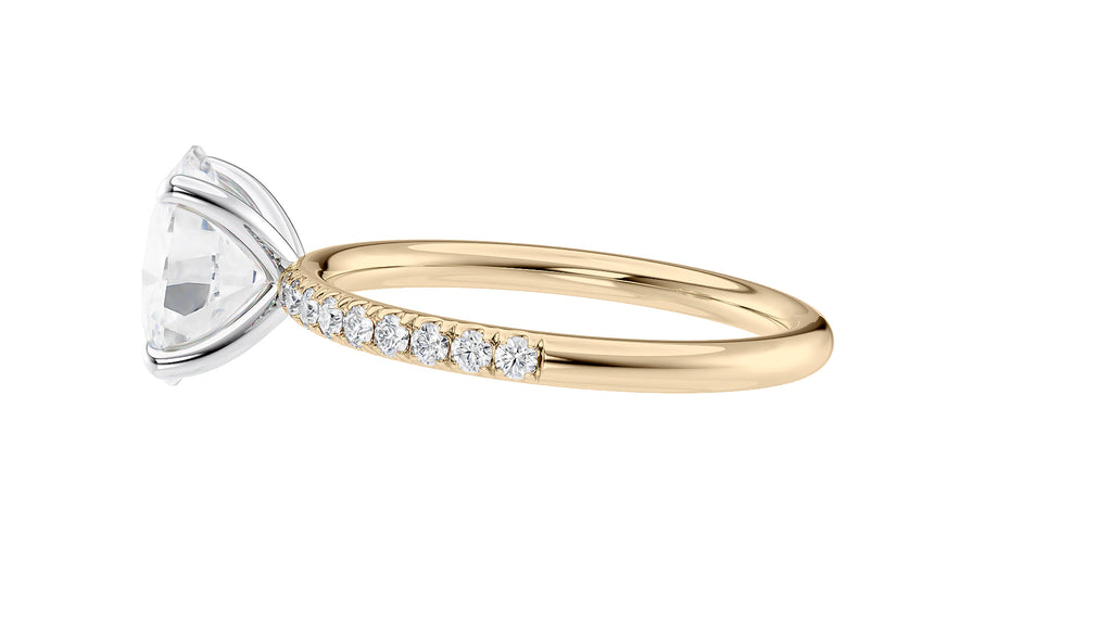 Oval Solitaire Slim Diamond Band Engagement Ring