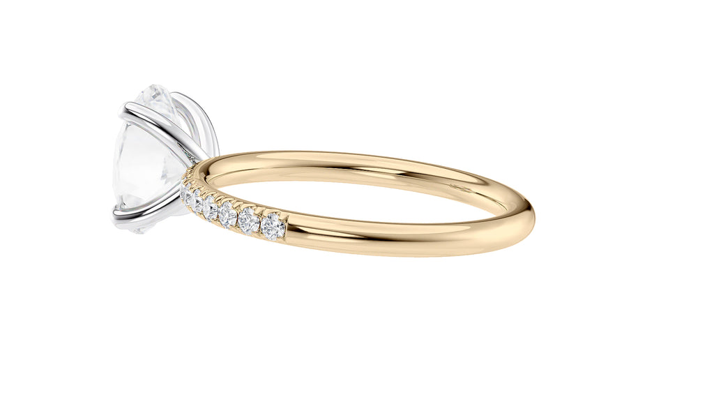 Oval Solitaire Slim Diamond Band Engagement Ring