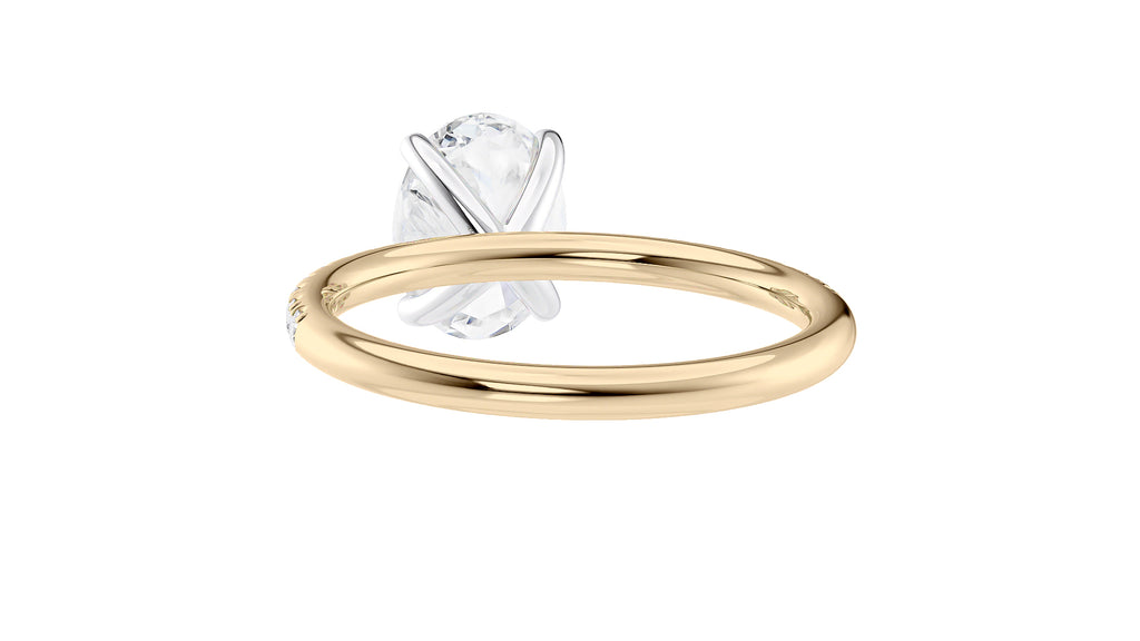 Oval Solitaire Slim Diamond Band Engagement Ring