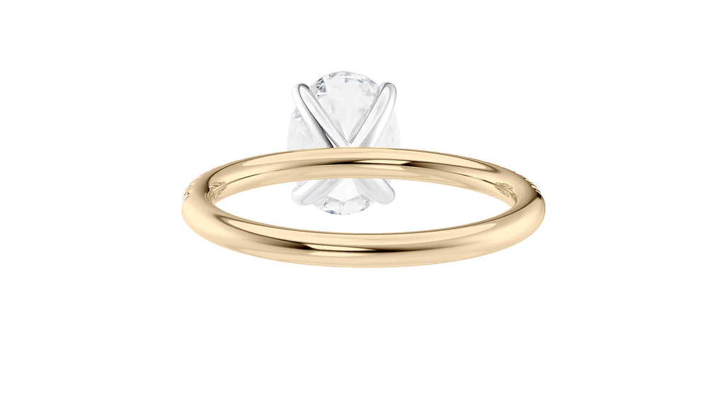 Oval Solitaire Slim Diamond Band Engagement Ring