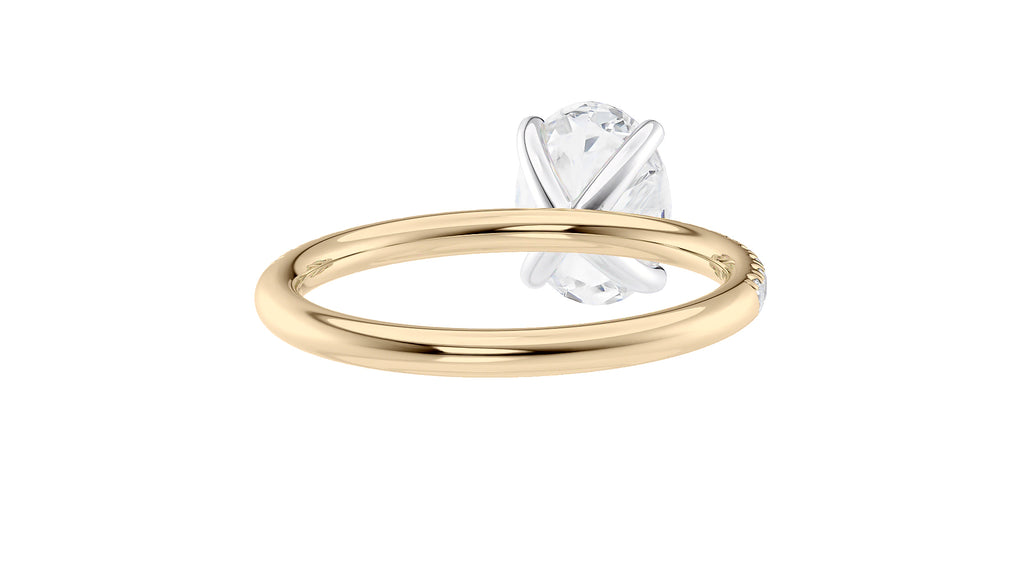 Oval Solitaire Slim Diamond Band Engagement Ring