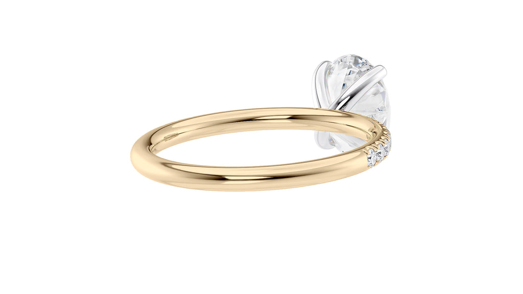 Oval Solitaire Slim Diamond Band Engagement Ring