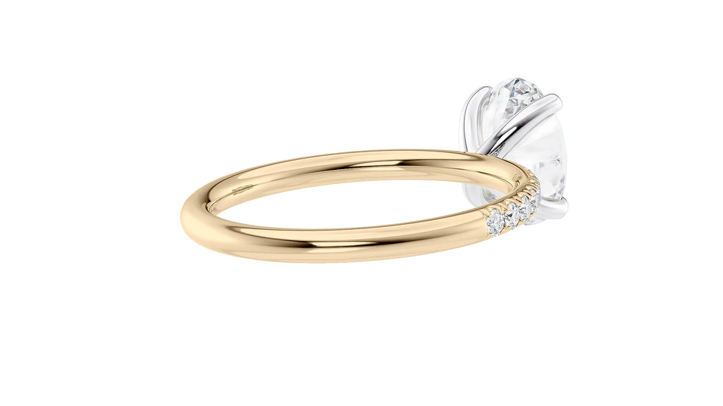 Oval Solitaire Slim Diamond Band Engagement Ring