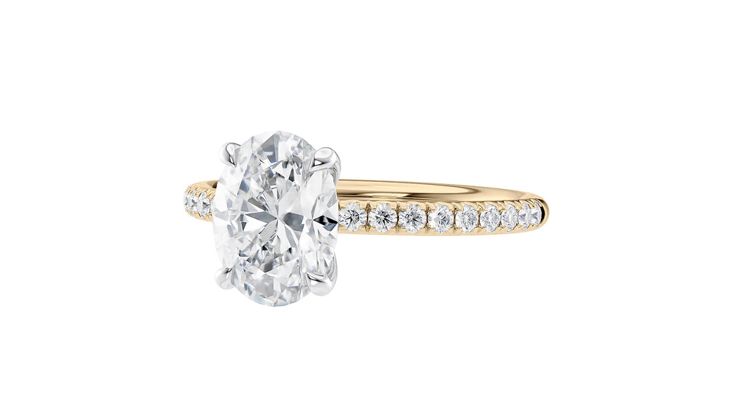 Oval Solitaire Slim Diamond Band Engagement Ring