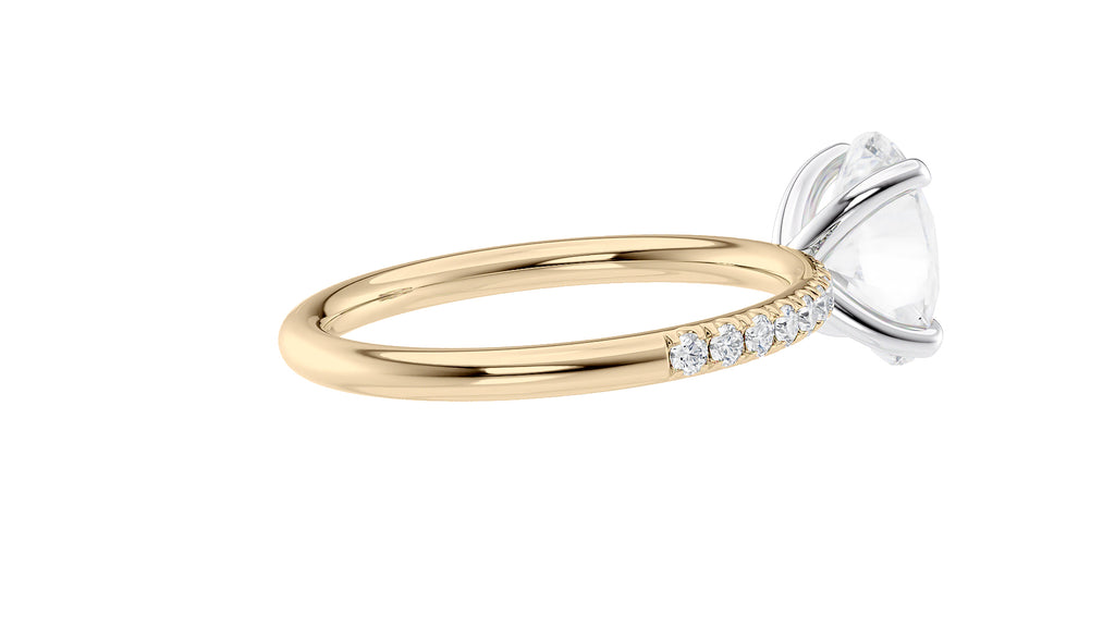 Oval Solitaire Slim Diamond Band Engagement Ring
